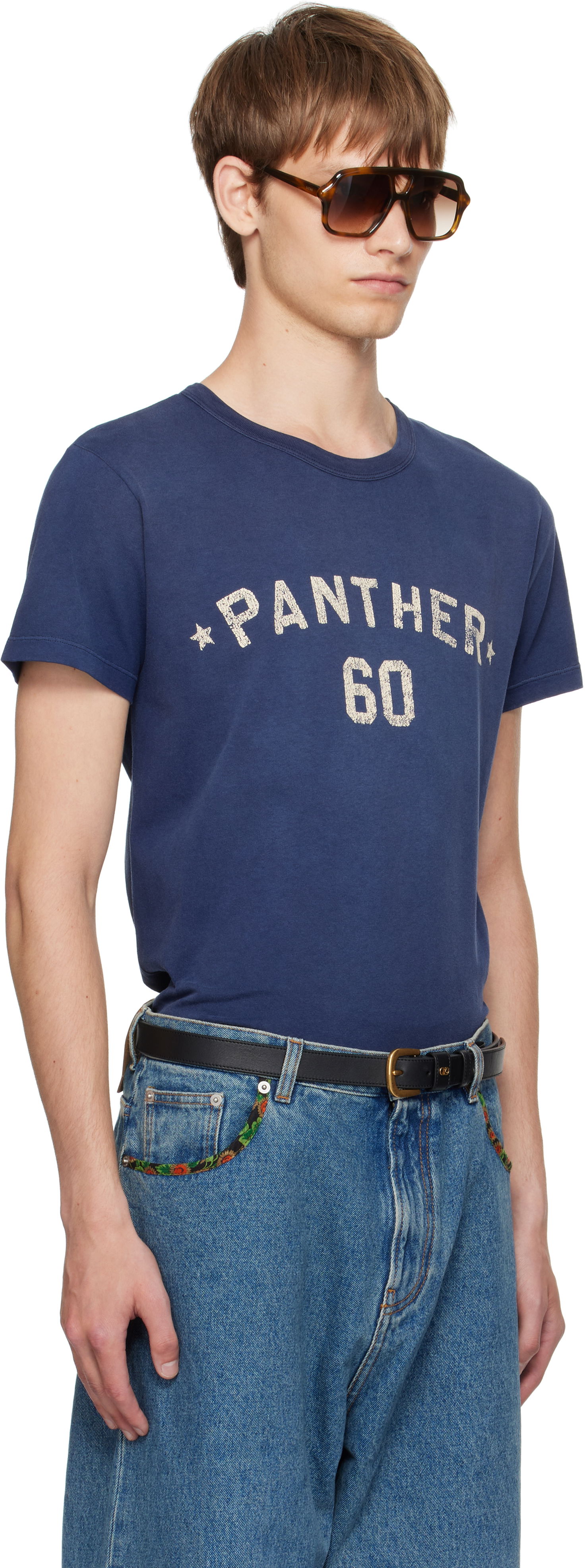 T-paita Valentino Valentino 'Chez Valentino' Panther 60 Graphic T-Shirt Sininen | 7V3MG17EAYD, 1