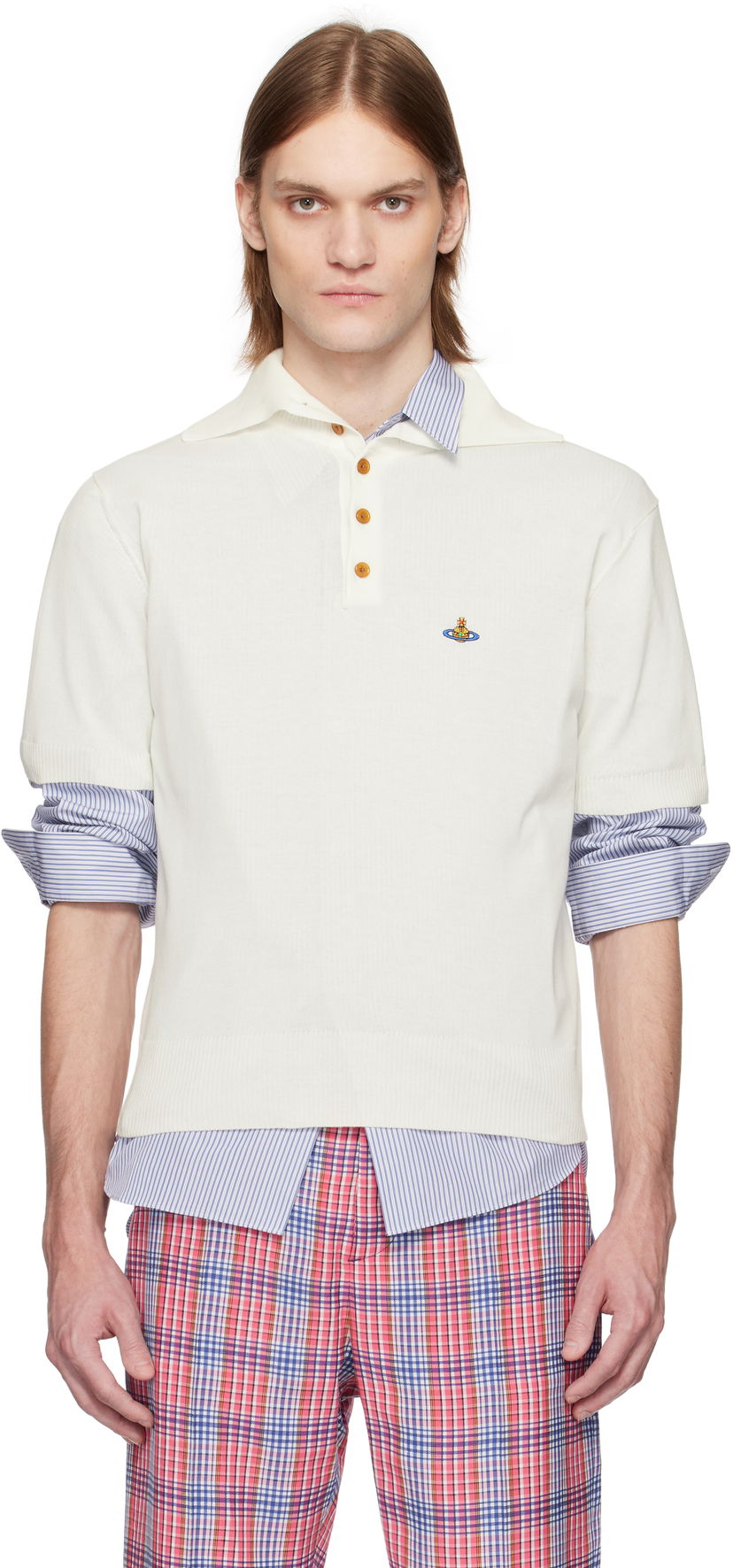 Poolopaita Vivienne Westwood Vivienne Westwood Alex Knit Polo Valkoinen | 2701001P-Y003F-