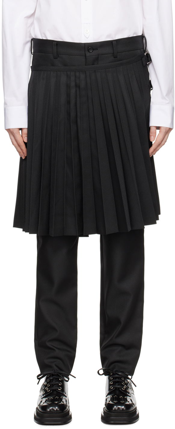 Housut Comme des Garçons Homme Plus Black Layered Trousers Musta | PN-P048-051