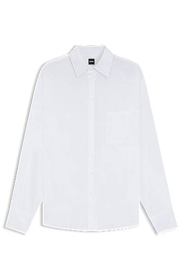Paita BOSS Oversized Cotton Blouse Valkoinen | 50543800