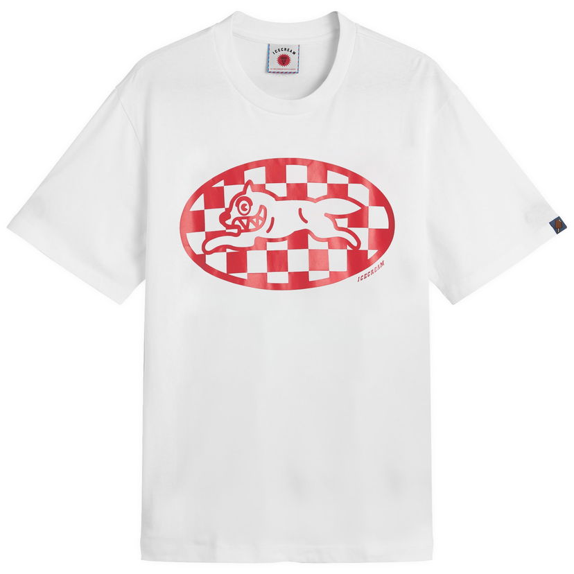 T-paita BBC IceCream Checker Running Dog Graphic Tee, Size Large Valkoinen | IC25379-WHT