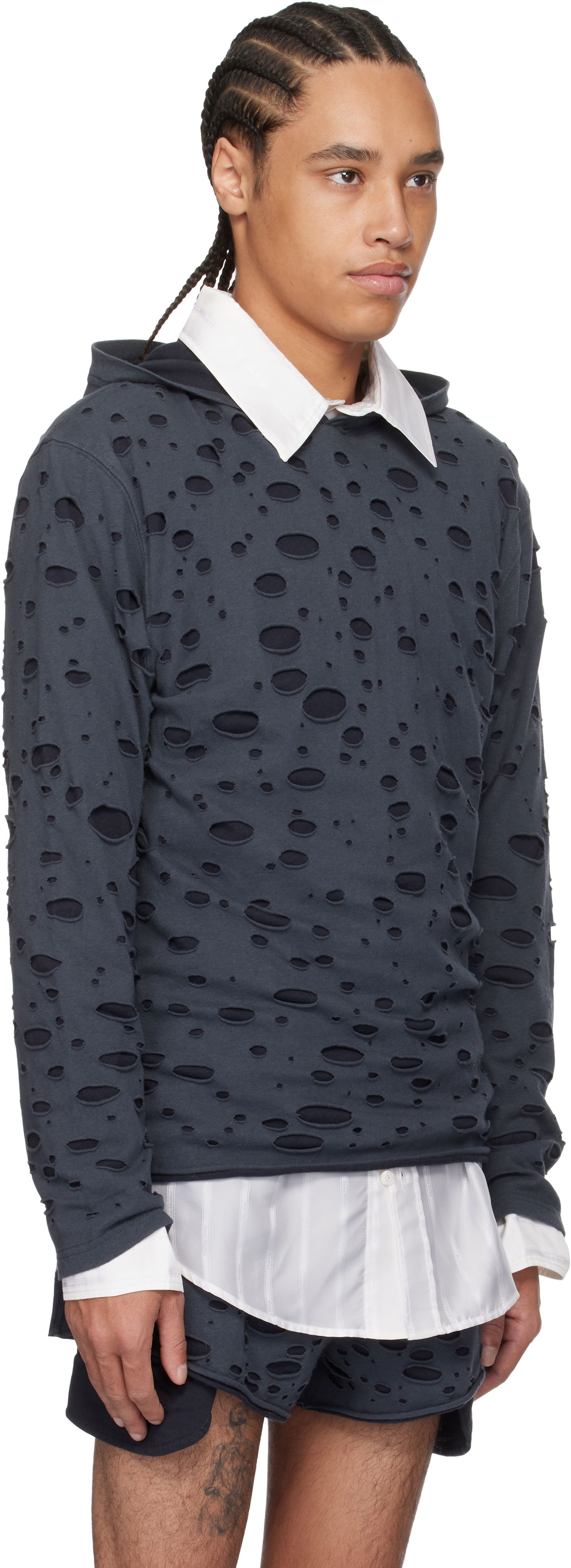 Huppari Acne Studios Acne Studios Layered Knitted Hoodie Tummansininen | BL0407-, 1