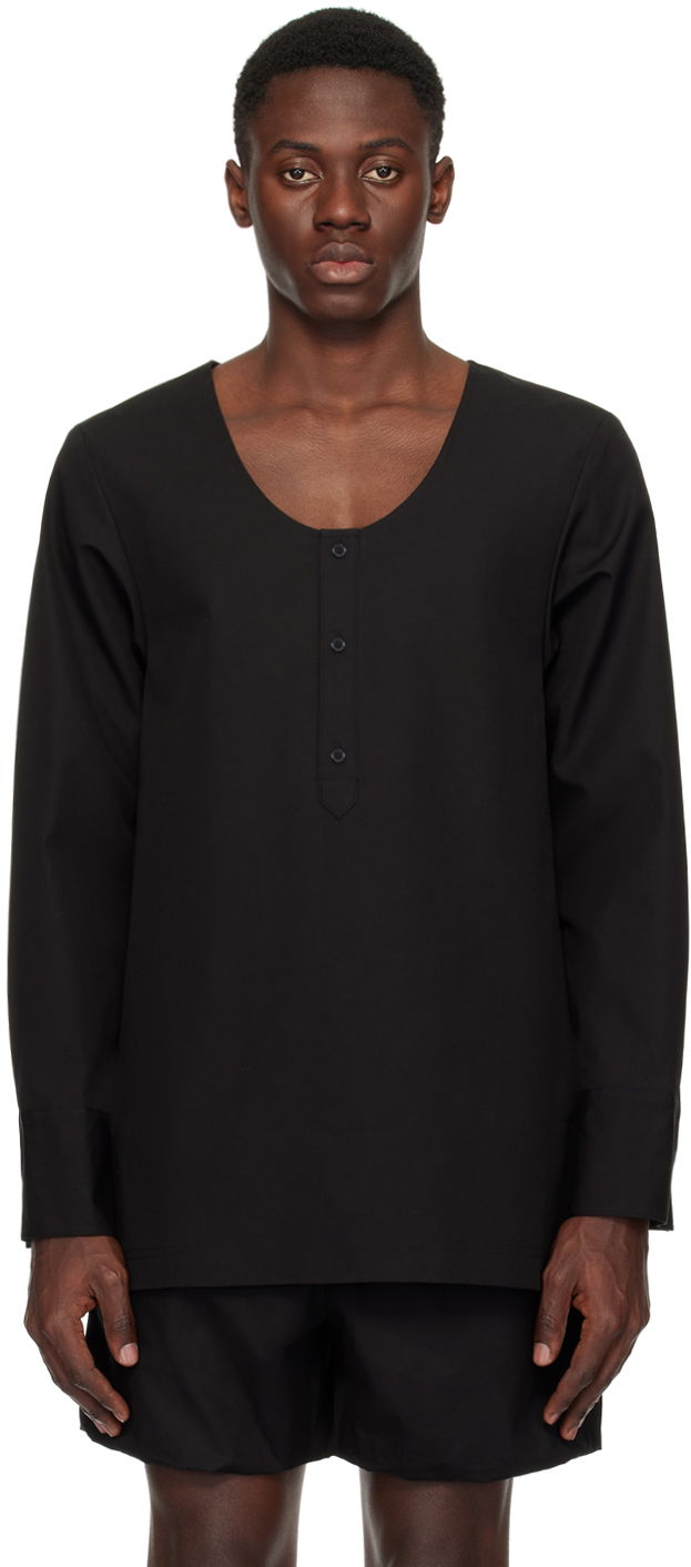 Paita We11done Scoop Neck Long Sleeve Shirt Musta | WD-BL1-24-151-M-BK