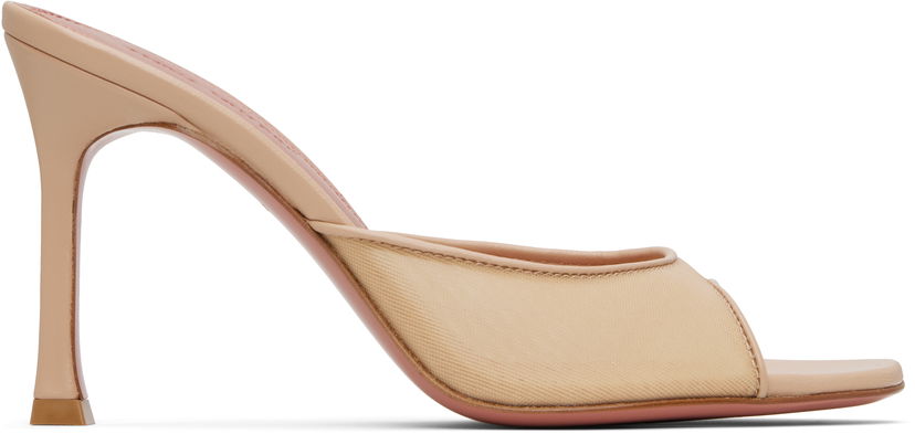 Asusteet Amina Muaddi Amina Muaddi Alexa Mesh 95 Heeled Sandals Beige | SSENSE EXCLUSIVE 95MM ALEXA MESH