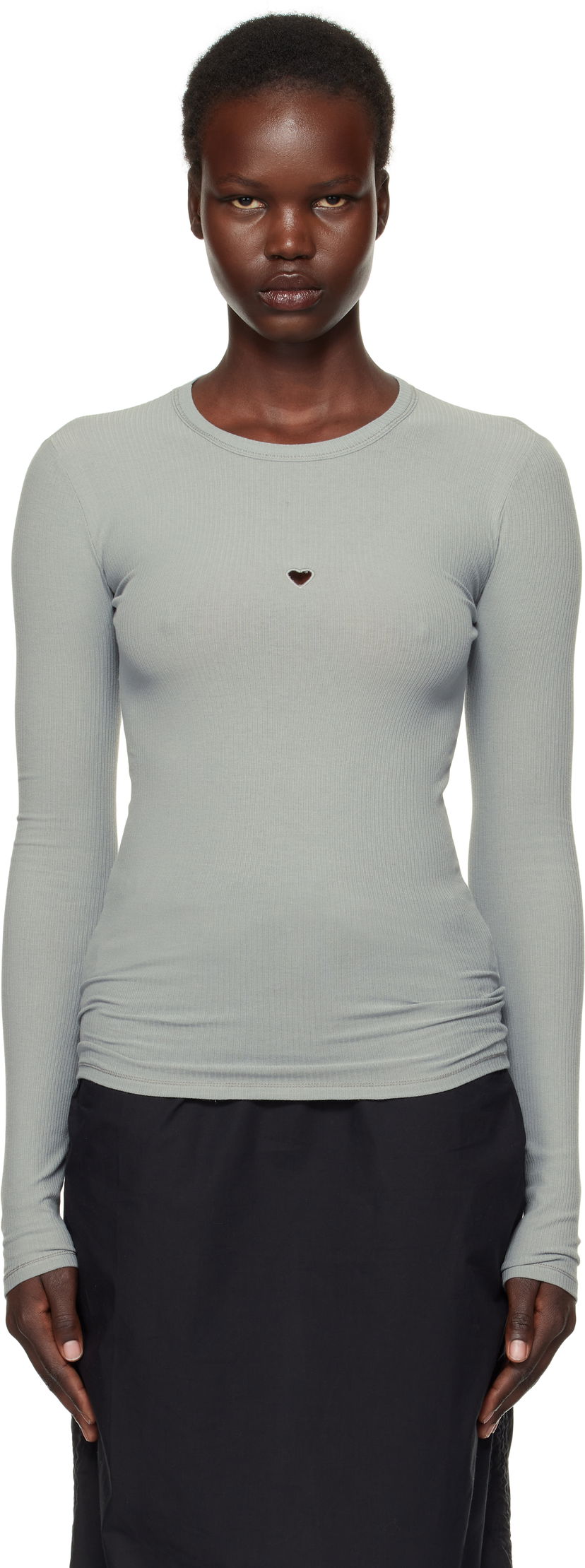 Villapaita Baserange Baserange Heart Cutout Long Sleeve T-Shirt Harmaa | TOHLS-RB-SP25