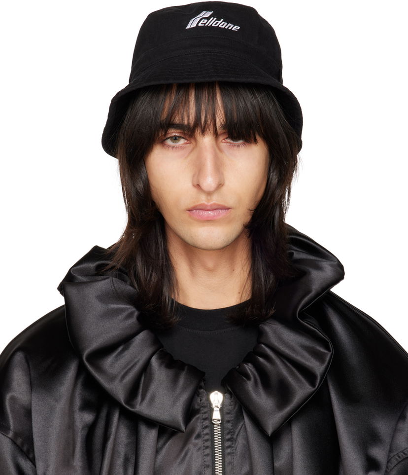 Hattu We11done Embroidered Bucket Hat Musta | WD-AH3-22-426-U-BK