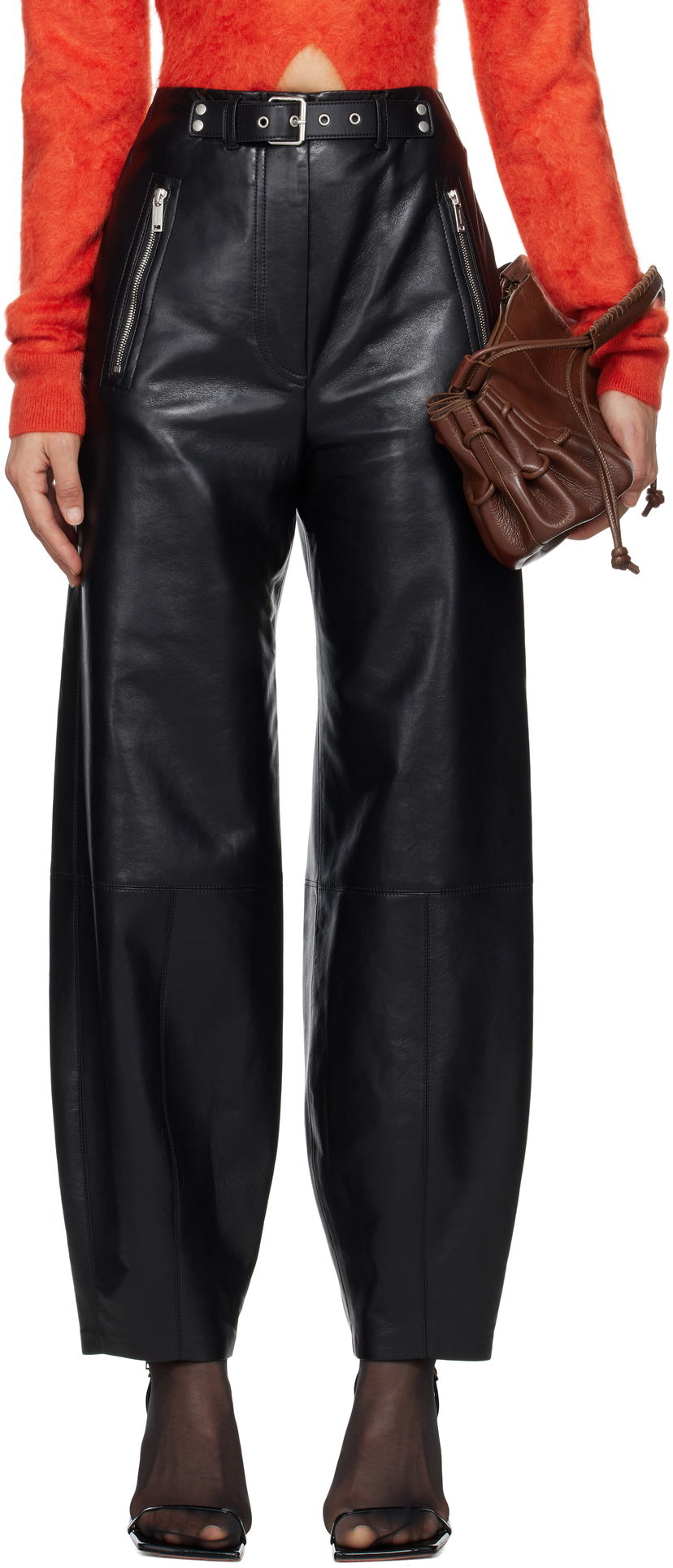 Housut Nanushka Nanushka Jozefa Regenerated Leather Balloon Trousers Musta | NW25RSPA13699