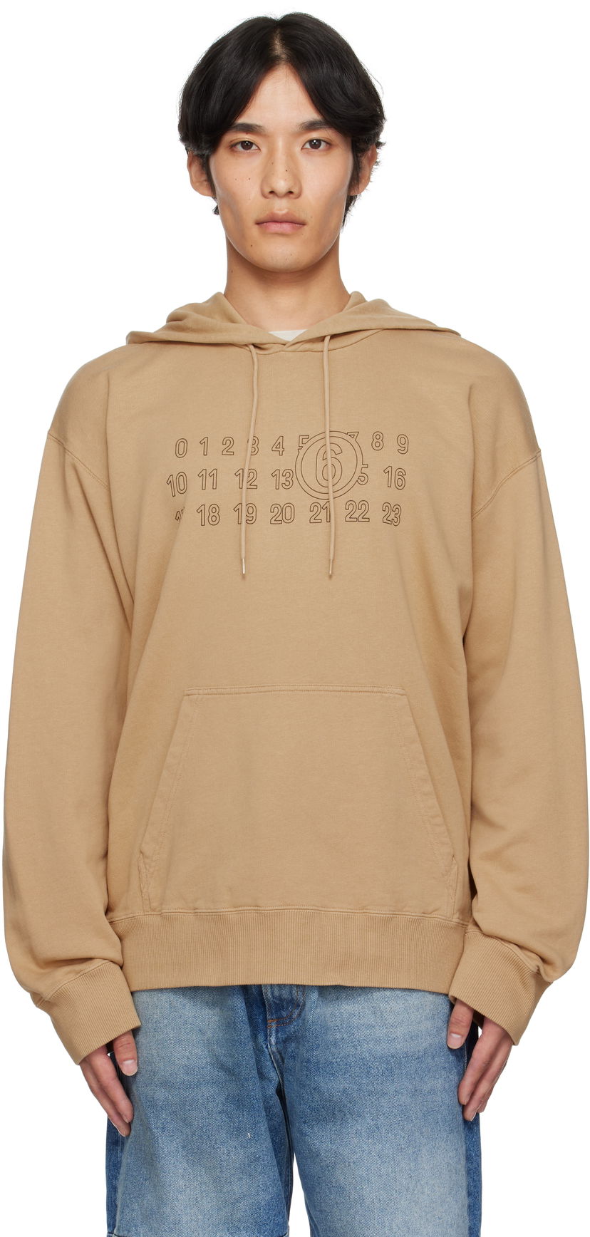 Huppari Maison Margiela MM6 Maison Margiela Cotton Numeric Hoodie Beige | SH0GU0035 M25025