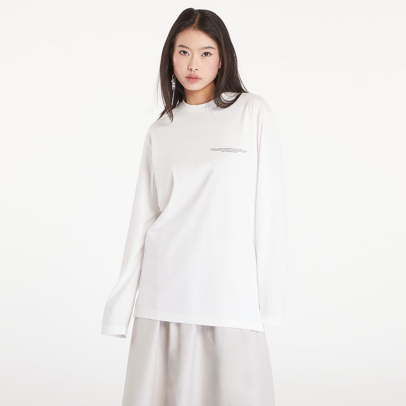 T-paita Y-3 Logo Long Sleeve Tee UNISEX Core White Valkoinen | JE9279