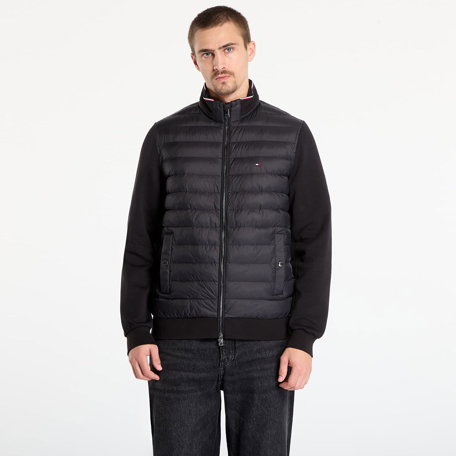 Puffer takki Tommy Hilfiger Jacket Mix Media Ess Rwb Stand Collar Musta | MW0MW41329 BDS, 0