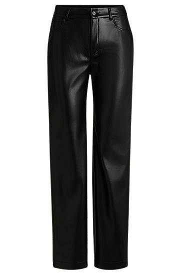 Housut BOSS Faux Leather Five-Pocket Trousers Musta | 50534543