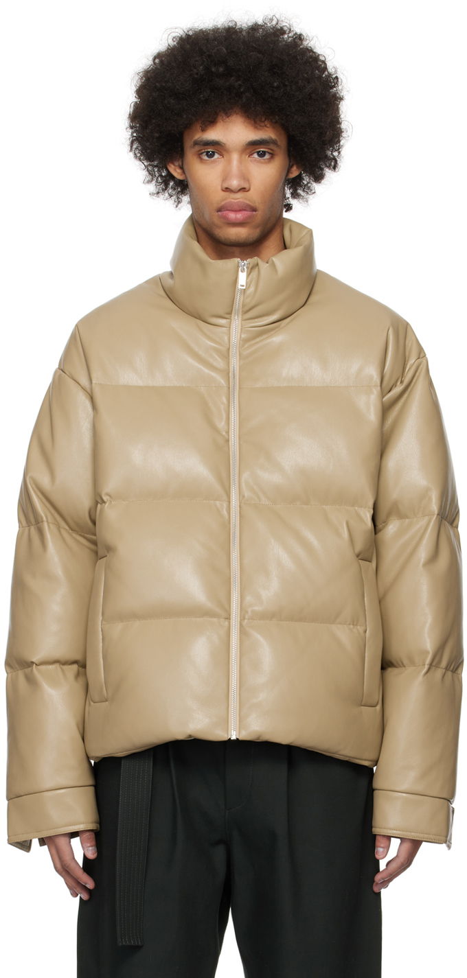 Takki Nanushka Marron Vegan Leather Down Jacket Beige | NM24RSOW00679