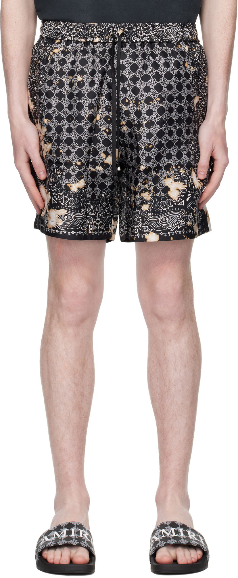 Shortsit AMIRI AMIRI Bleach Bandana Shorts Musta | AMSHCA1106