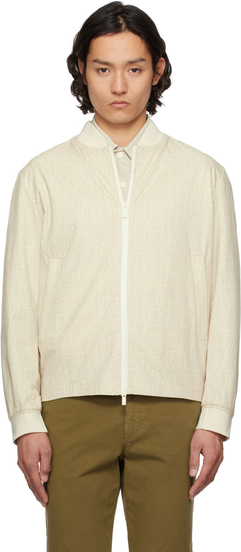 Bomber-takki BOSS BOSS Slim-Fit Bomber Jacket Beige | 50539477
