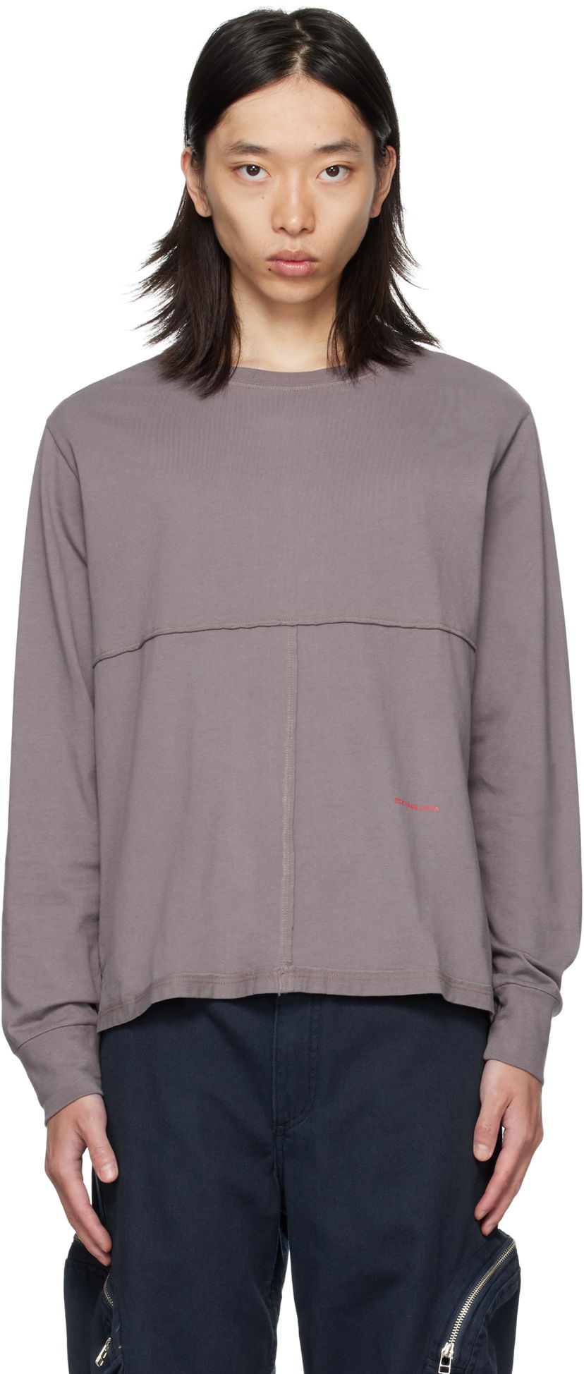 T-paita Eckhaus Latta Eckhaus Latta Lapped Long Sleeve T-Shirt Harmaa | 302-EL-PF25-SK
