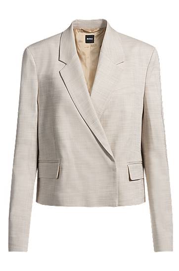 Takki BOSS BOSS Melange Stretch Regular-Fit Blazer Beige | 50537449