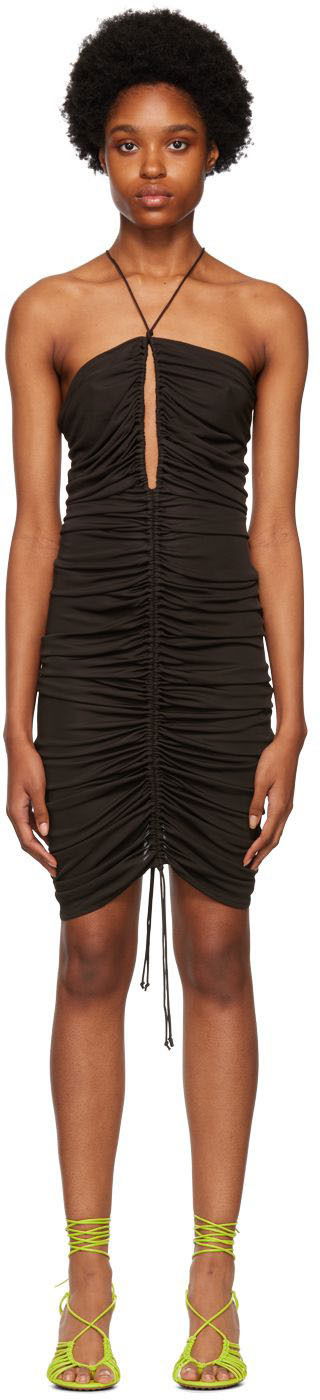 Mekko Bottega Veneta Halter Neck Ruched Mini Dress Musta | 711482 VKUQ0