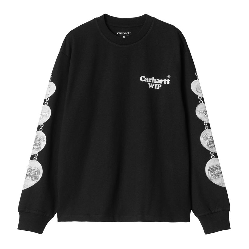 T-paita Carhartt WIP WIP Hartt Chain Long Sleeve T-Shirt Musta | I034704_8