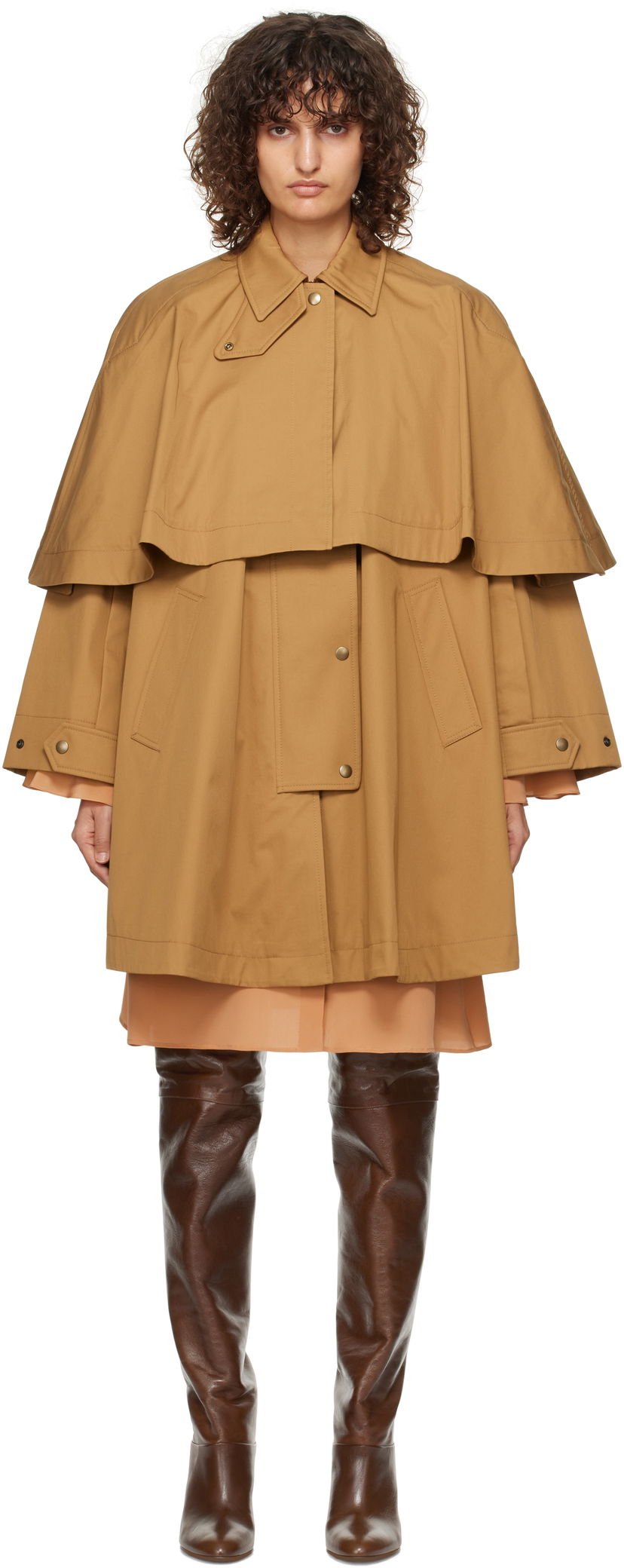 Takki CHLOÉ Capelet Jacket Beige | CH24WMA11118