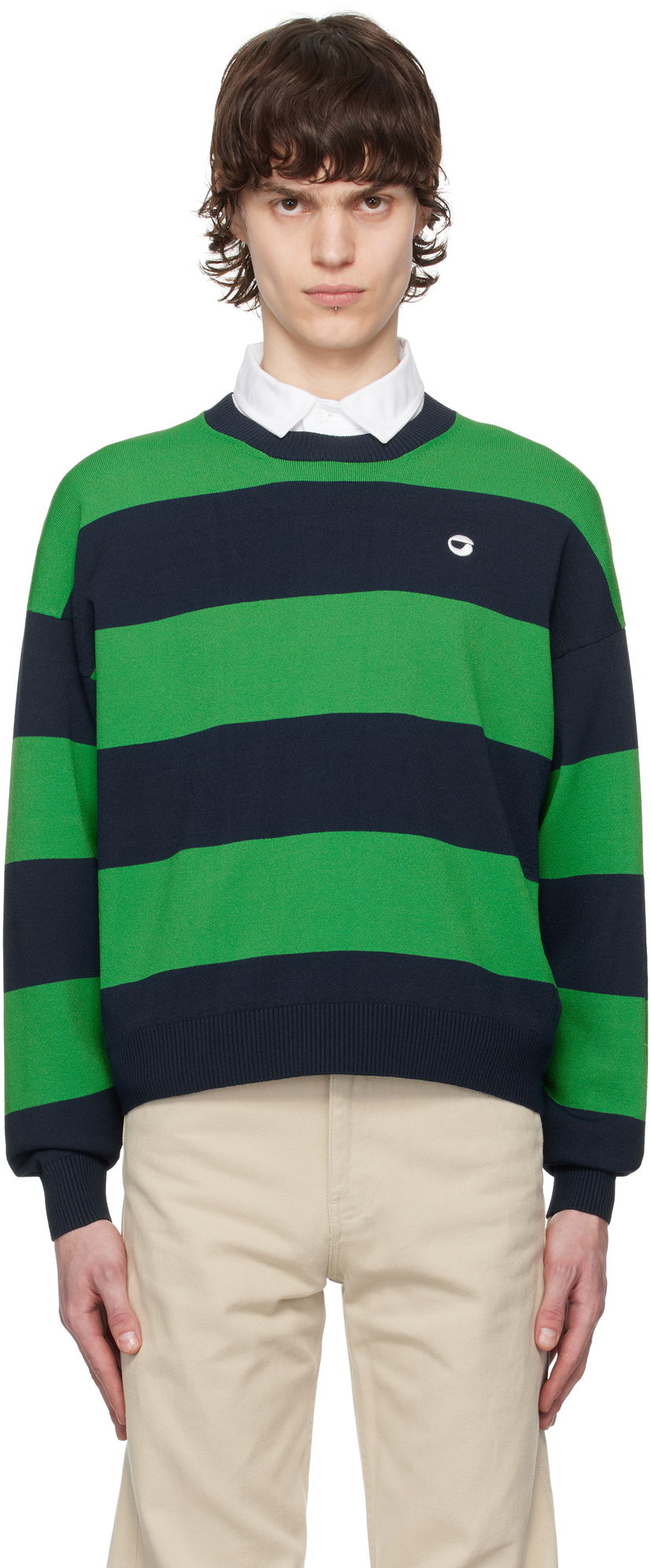 Villapaita Coperni Coperni Striped Crewneck Sweater Vihreä | COPML134SY3010MEN