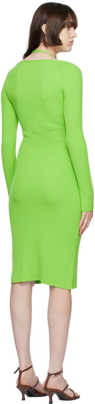 Mekko Blumarine Ribbed Button-Up Midi Dress Vihreä | 2A210A, 2