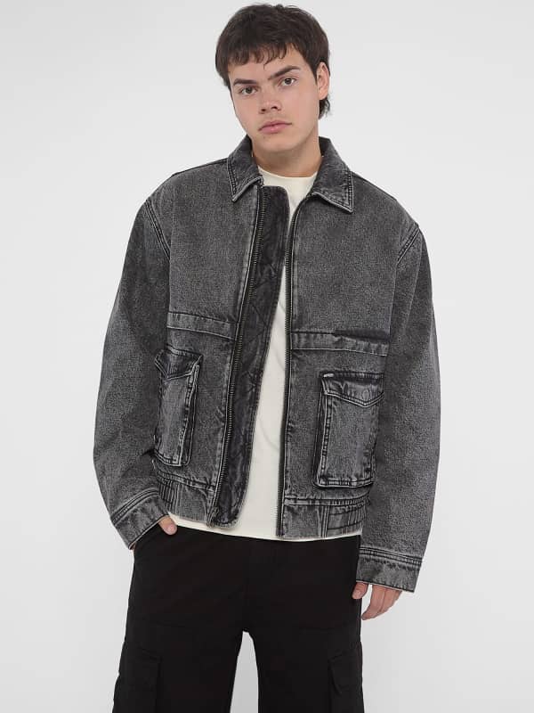 Bomber-takki GUESS Denim Jacket Regular Fit Musta | M4BG76D4Y50, 0