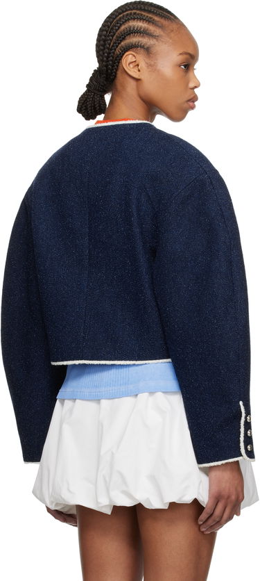 Villapaita MSGM MSGM Patch Pocket Cropped Denim Jacket Tummansininen | 3841MDG03 257112, 2