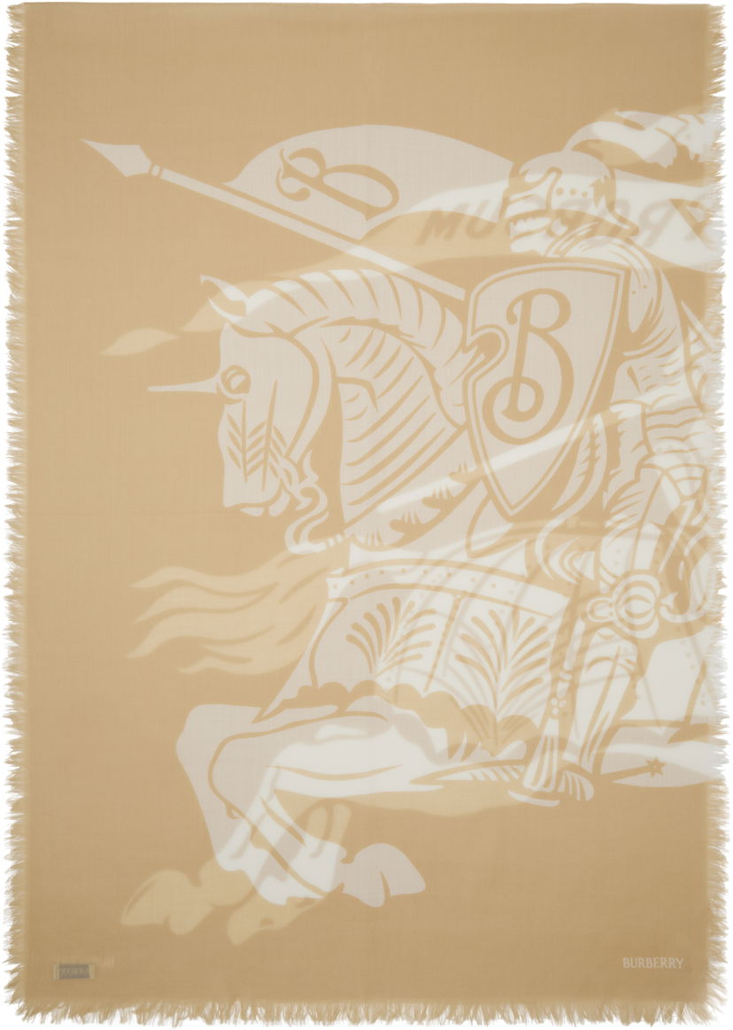 Huivi Burberry Wool Scarf With Equestrian Knight Print Beige | 8103282