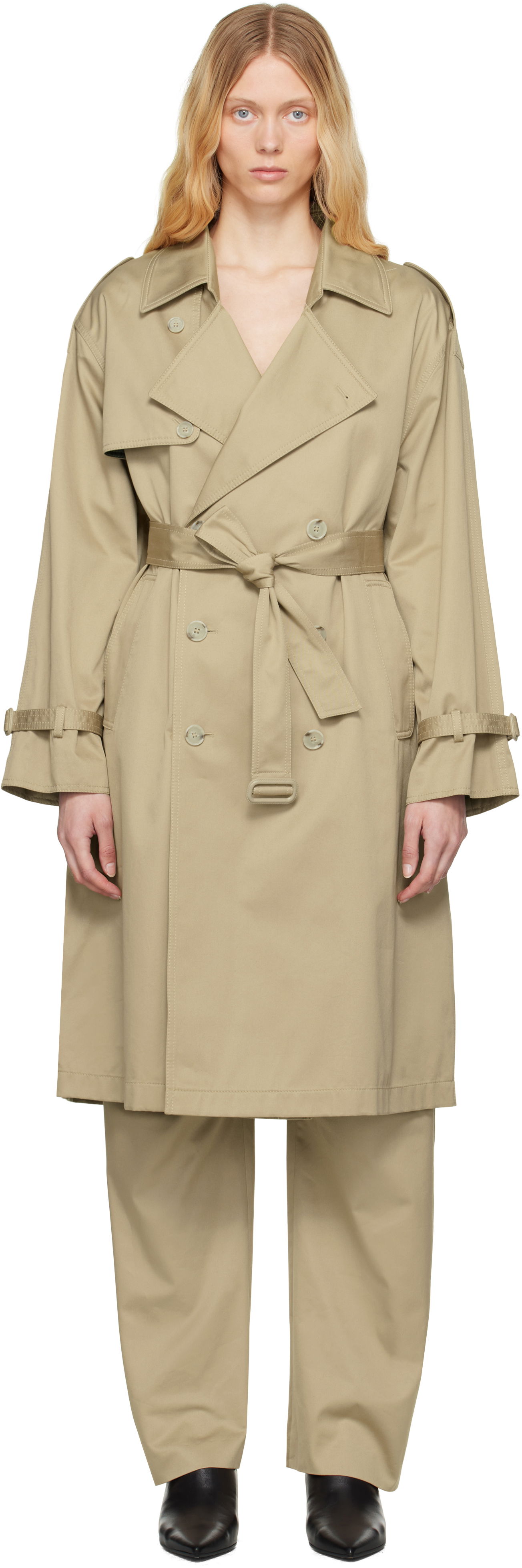 Trenssitakki Maison Margiela MM6 Maison Margiela Dual Wear Cotton Twill Trench Coat Beige | S52AH0080 M35368, 0