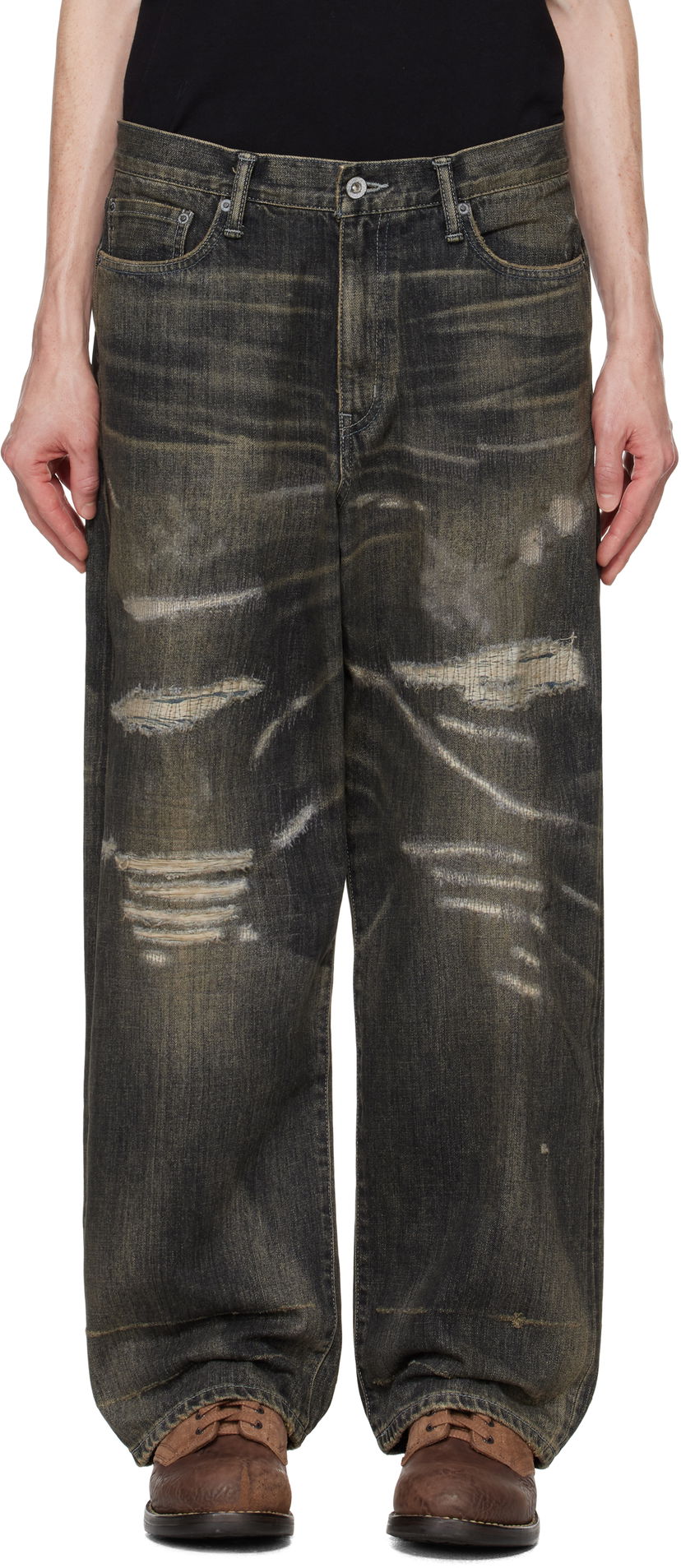 Jeans Neighborhood Wide Jeans Musta | 242XBNH-PTM07