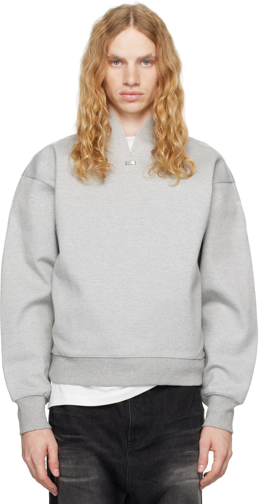 Huppari ADER ERROR Sweatshirt With Split Neck Harmaa | BN01FWSW0105GR