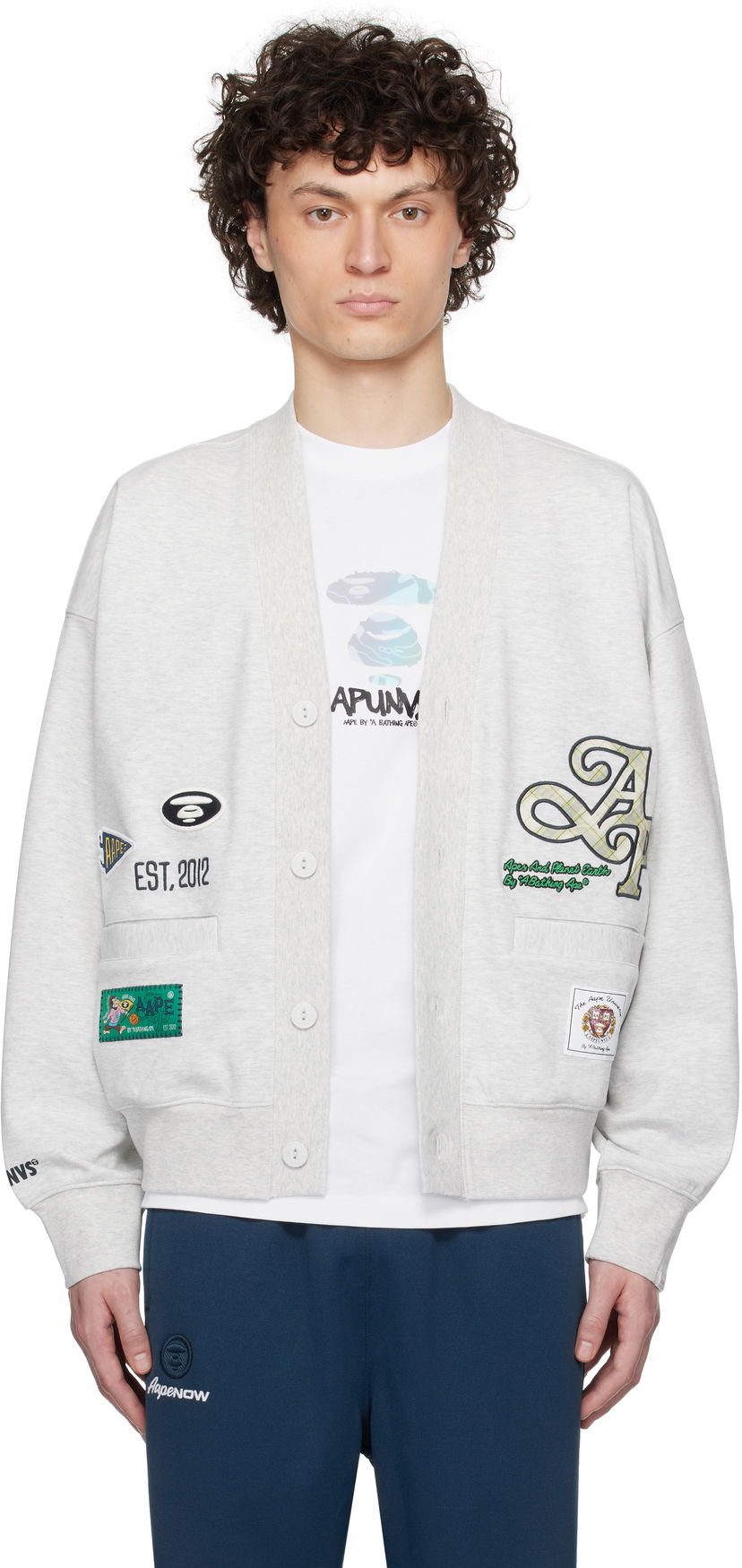 Villapaita AAPE by A Bathing Ape AAPE by A Bathing Ape Main Cardigan Harmaa | AAPSWMC324XANWH2