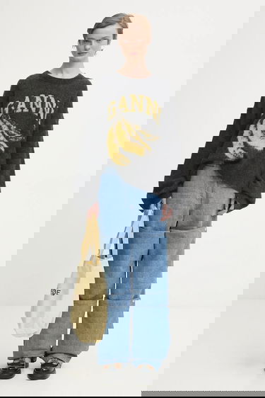 Villapaita GANNI Fine Brushed Alpaca Banana Oversized Sweater Harmaa | K2516, 4