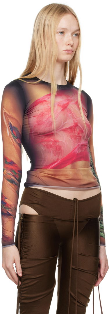 T-paita Marine Serre Marine Serre Recycled Draped Statue Jersey Second Skin T-shirt Monivärinen | WTS006A CJER0076, 1