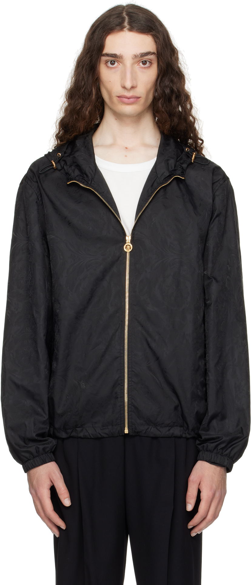 Tuulitakki Versace Versace Barocco Jacquard Windbreaker Jacket Musta | 1019895_1A15005