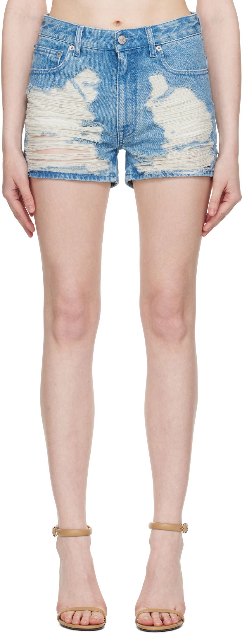 Shortsit Maison Margiela MM6 Maison Margiela Distressed Denim Shorts Sininen | S62MU0069 M30018
