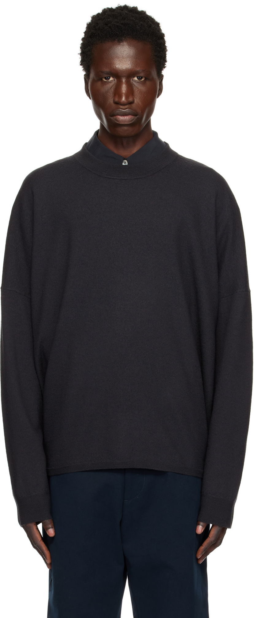 Villapaita Studio Nicholson Studio Nicholson Scafell Knit Sweater Musta | SCAFELL SNM - 1294