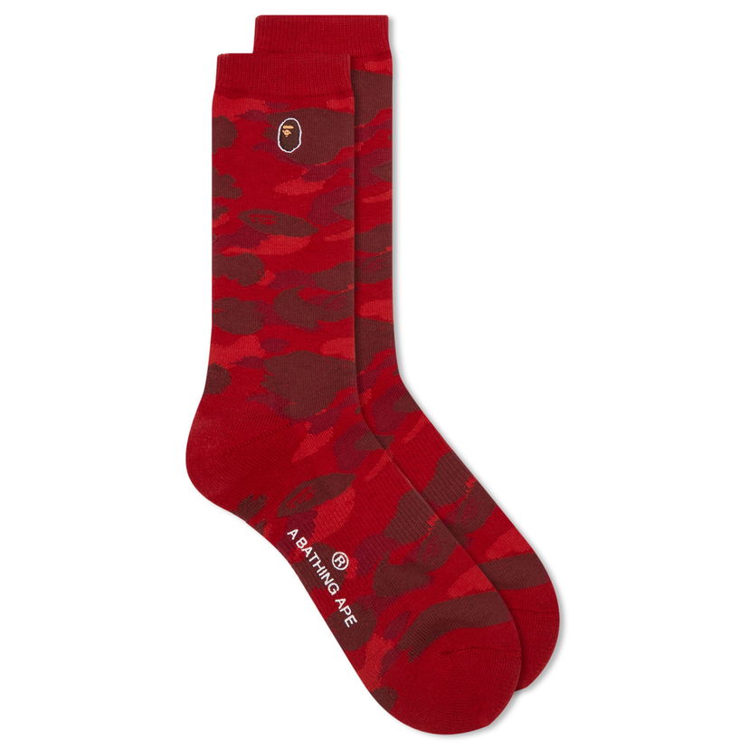 Sukat BAPE A Bathing Ape Colour Camo One Point Socks Punainen | 001SOK301003M-RED