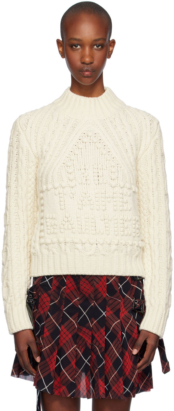 Villapaita Jean Paul Gaultier Jean Paul Gaultier Aran Knit Sweater Valkoinen | 24/31-F-PL055-M080-64