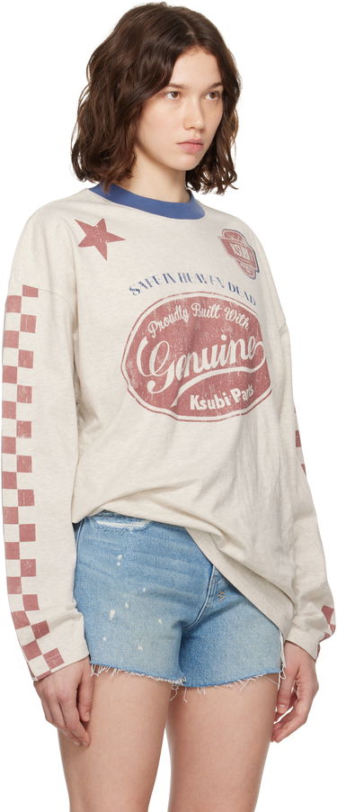 T-paita Ksubi Ksubi Pitt Lane Boyfriend Long Sleeve T-Shirt Beige | WPF25TE006, 1