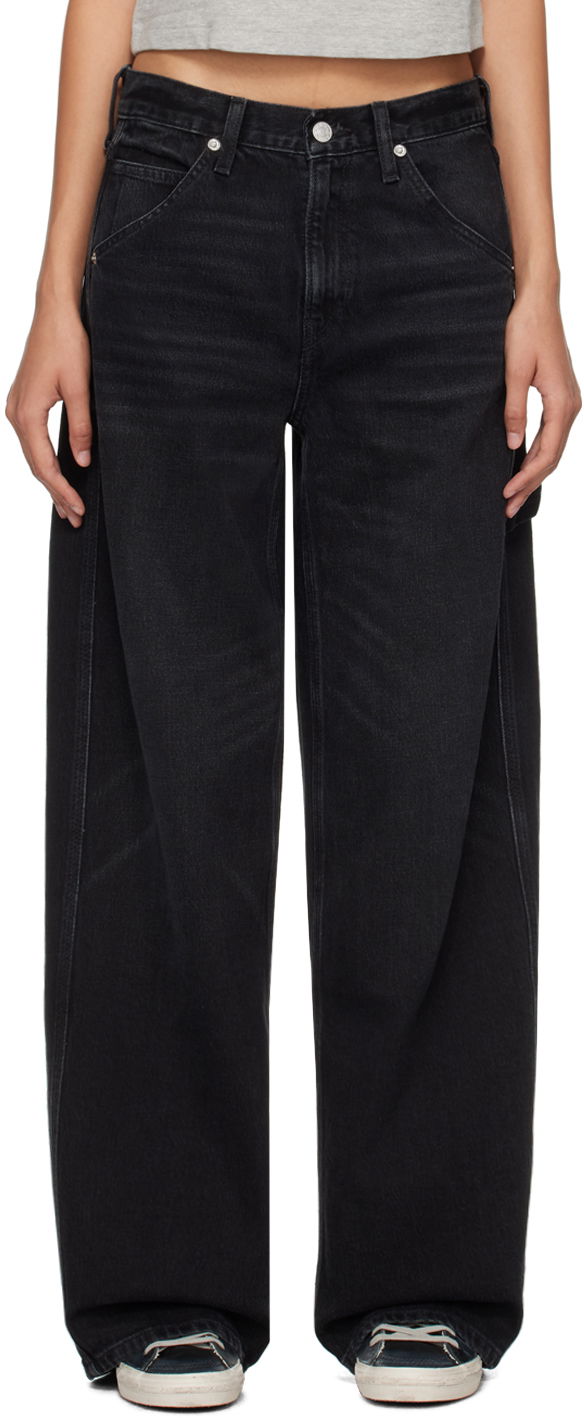 Jeans RE/DONE Wide Painter Jeans Musta | 166-03WCARPJN