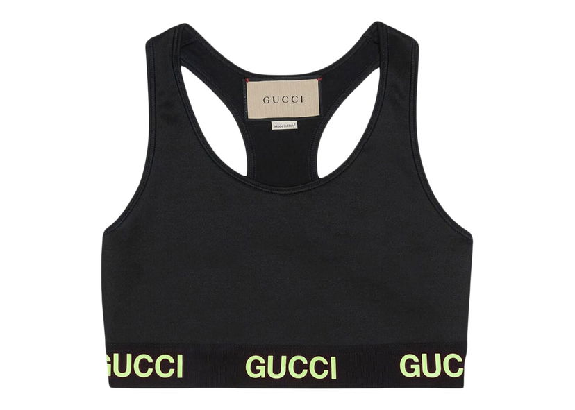 Crop top Gucci Logo Jacquard Crop Top Black Yellow Musta | 693086 XJDS5 1131