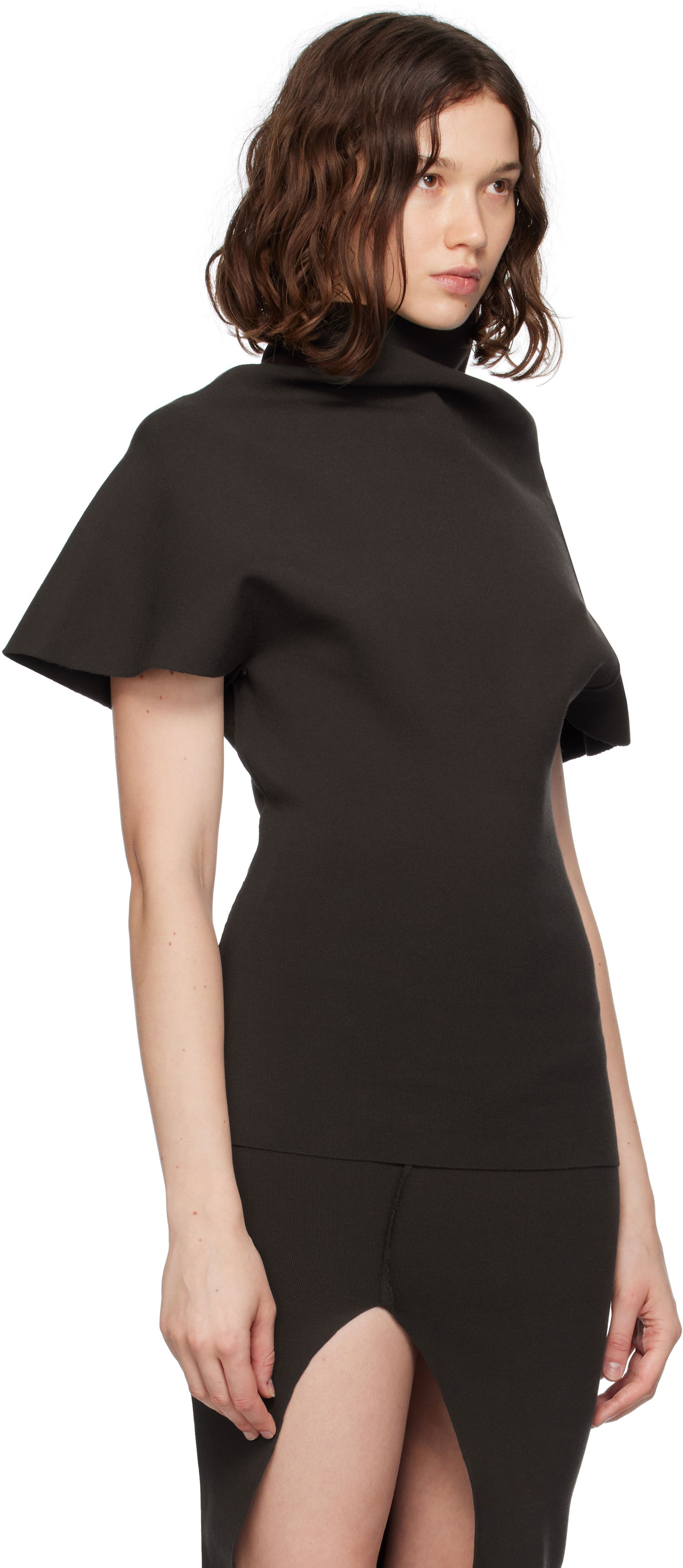 T-paita Rick Owens Rick Owens Concordians Draped Turtleneck Top Musta | RP02E4693 KST, 1