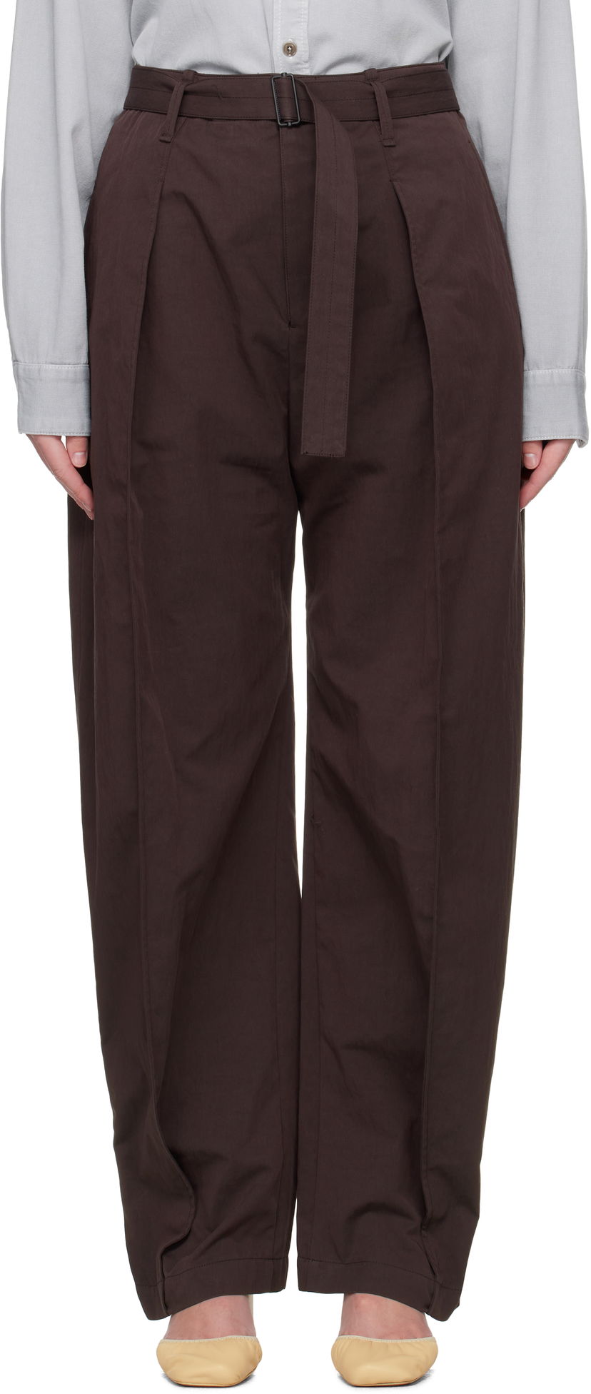 Housut LEMAIRE Lemaire Belted Volume Trousers Ruskea | PA1177 LF1228