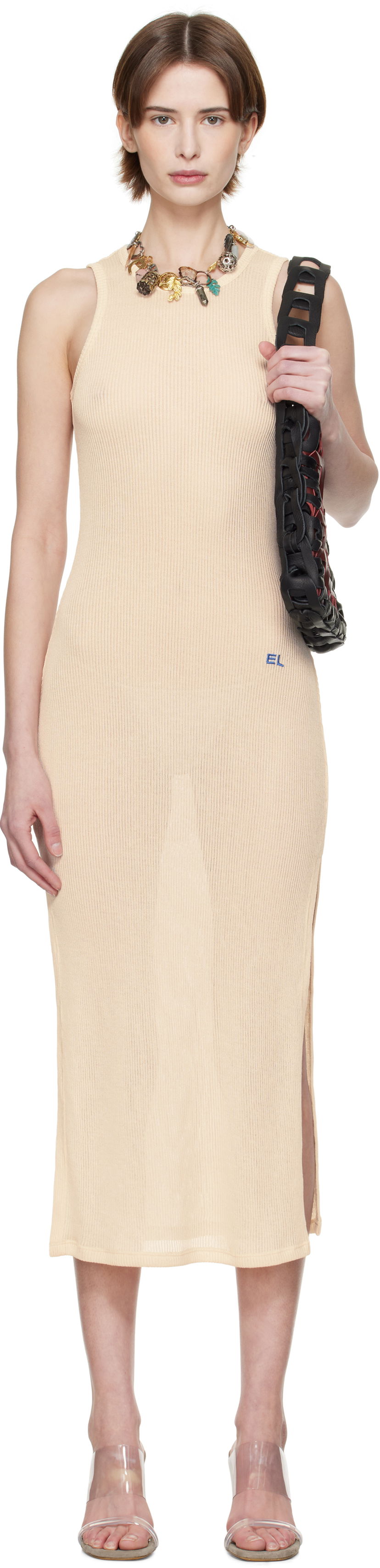Mekko Eckhaus Latta Eckhaus Latta Spiral Midi Dress Beige | 1201-EL-PS25-O -