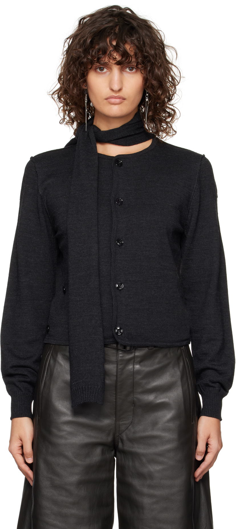 Villapaita LEMAIRE LEMAIRE Cardigan With Scarf Musta | TO1251 LK087