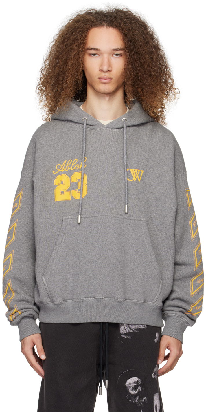 Huppari Off-White Gray 'OW 23' Skate Hoodie Harmaa | OMBB085S24FLE0120622
