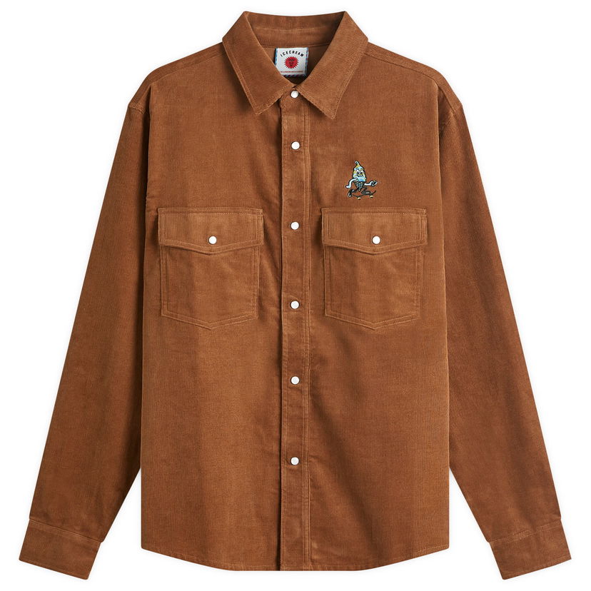 Paita BBC IceCream ICECREAM Needle Cord Shirt, Size Large Ruskea | IC24221-BR