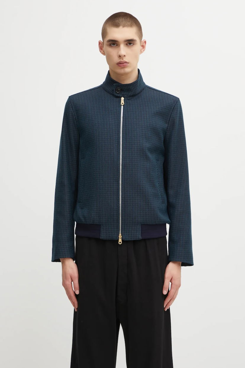 Bomber-takki Paul Smith Paul Smith Houndstooth Bomber Jacket Sininen | M1R.603Z.T02808