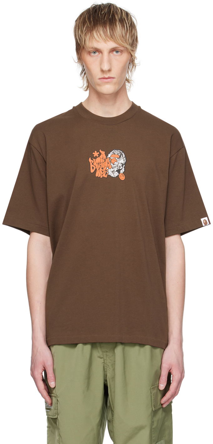 T-paita BAPE BAPE Brown Graffiti Ape Head Ruskea | 001TEK301346M